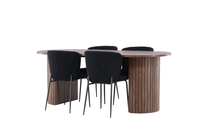 Härön Matgrupp 200 cm Oval med 4 Modesto stolar - Mocca/Svart - Products - Möbler - Bord & matgrupp - Matgrupp