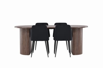 Härön Matgrupp 200 cm Oval med 4 Night stolar - Mocca/Svart - Products - Möbler - Bord & matgrupp - Matgrupp