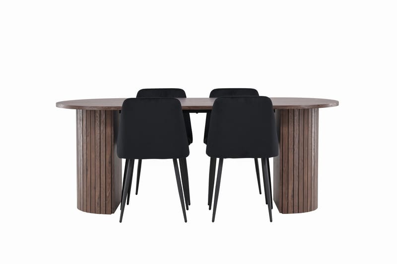 Härön Matgrupp 200 cm Oval med 4 Night stolar - Mocca/Svart - Products - Möbler - Bord & matgrupp - Matgrupp