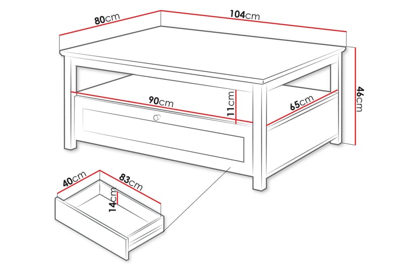 Hammerdal Soffbord 104 cm - Vit/Ek - Products - Möbler - Bord & matgrupp - Soffbord