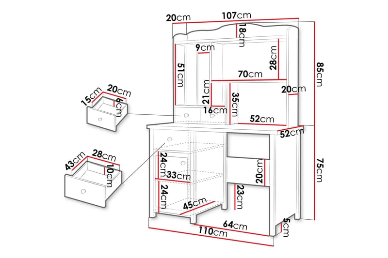 Hilts Sminkbord 110x52 cm - Grå - Products - Möbler - Bord & matgrupp - Sminkbord & toalettbord