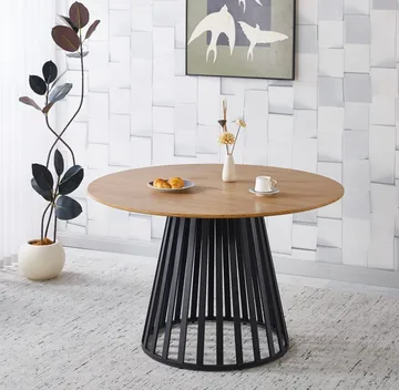 Inez runt matbord Ø120 cm ekfanèr / Svart metall - Ekfanèr / Svart Metall - Products - Möbler - Bord & matgrupp - Matbord & köksbord