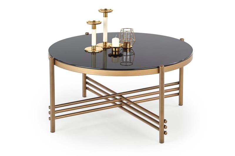Ismena Soffbord 80 cm Runt, Svart/Guld