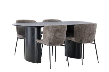Isolde Matgrupp 180 cm Oval med 4 Modesto stolar - Svart - Products - Möbler - Bord & matgrupp - Matgrupp