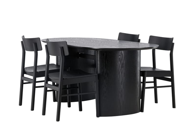 Isolde Matgrupp 180 cm Oval med 4 Montros stolar - Svart - Products - Möbler - Bord & matgrupp - Matgrupp
