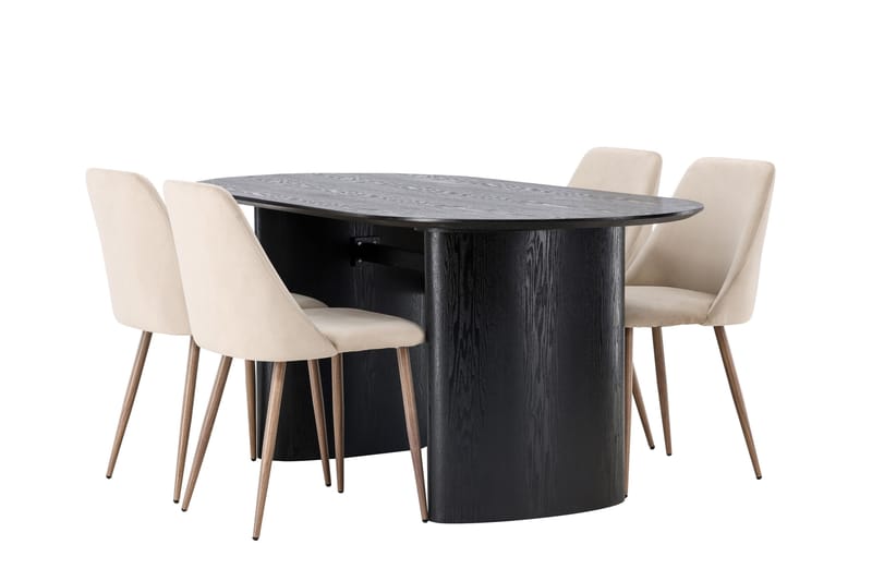 Isolde Matgrupp 180 cm Oval med 4 Night Stolar - Svart - Products - Möbler - Bord & matgrupp - Matgrupp