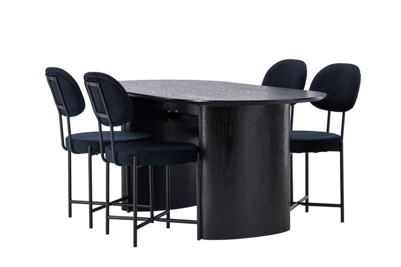 Isolde Matgrupp 180 cm Oval med 4 Stella stolar - Svart - Products - Möbler - Bord & matgrupp - Matgrupp