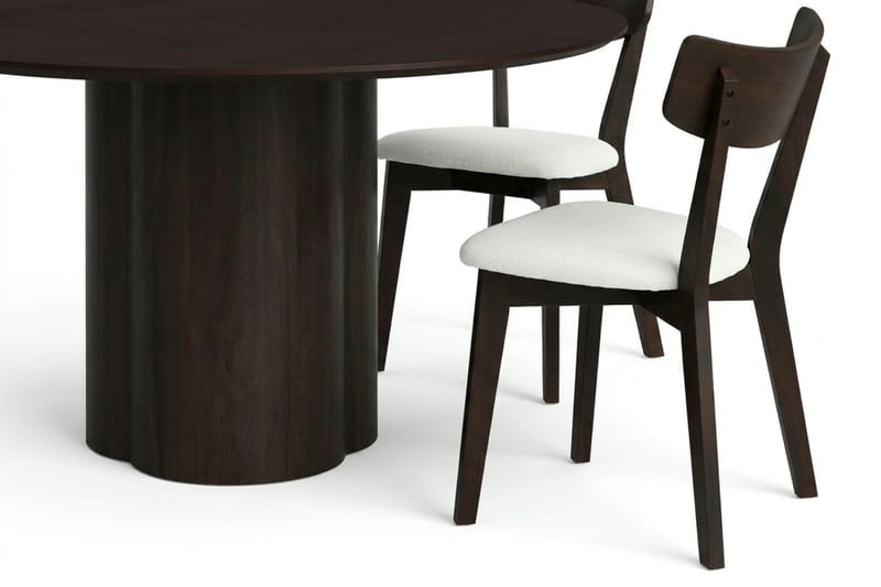 Juno Matgrupp 150 cm runt i Rökt Ek med 6 Amelia Matstolar med Dyna - Rökt ek - Products - Möbler - Bord & matgrupp - Matgrupp