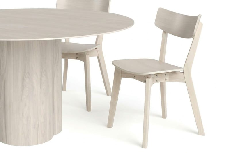 Juno Matgrupp 150 cm runt Vitlaserad med 6 Amelia Matstolar - Vitlaserad - Products - Möbler - Bord & matgrupp - Matgrupp