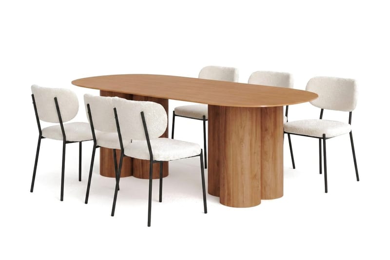 Juno Matgrupp rektangulärt 220 cm Ek med 6 Gemmiano Matstolar - Ek - Products - Möbler - Bord & matgrupp - Matgrupp