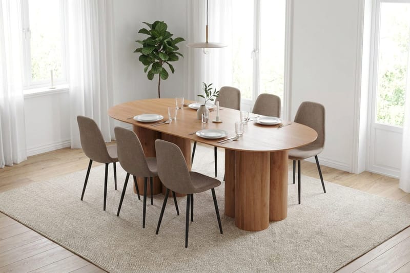 Juno Matgrupp rektangulärt 220 cm Ek med 8 Nibe Matstolar - Ek - Products - Möbler - Bord & matgrupp - Matgrupp