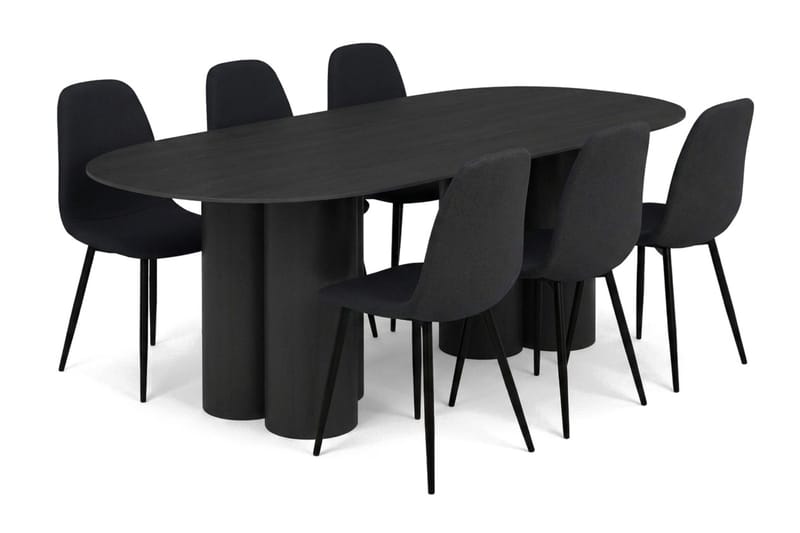Juno Matgrupp rektangulärt 220 cm Svart med 8 Nibe Matstolar - Svart - Products - Möbler - Bord & matgrupp - Matgrupp