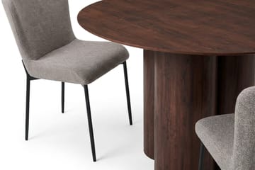 Juno Matgrupp runt 130 cm Valnöt med 6 Elsie Matstolar - Valnöt/Ljusgrå - Products - Möbler - Bord & matgrupp - Matgrupp