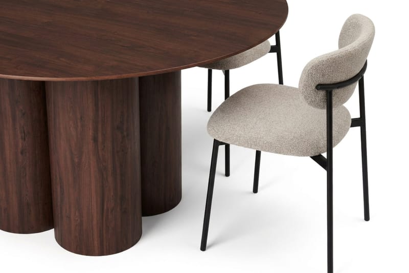 Juno Matgrupp runt 130 cm Valnöt med 6 Lucy Matstolar - Valnöt - Products - Möbler - Bord & matgrupp - Matgrupp