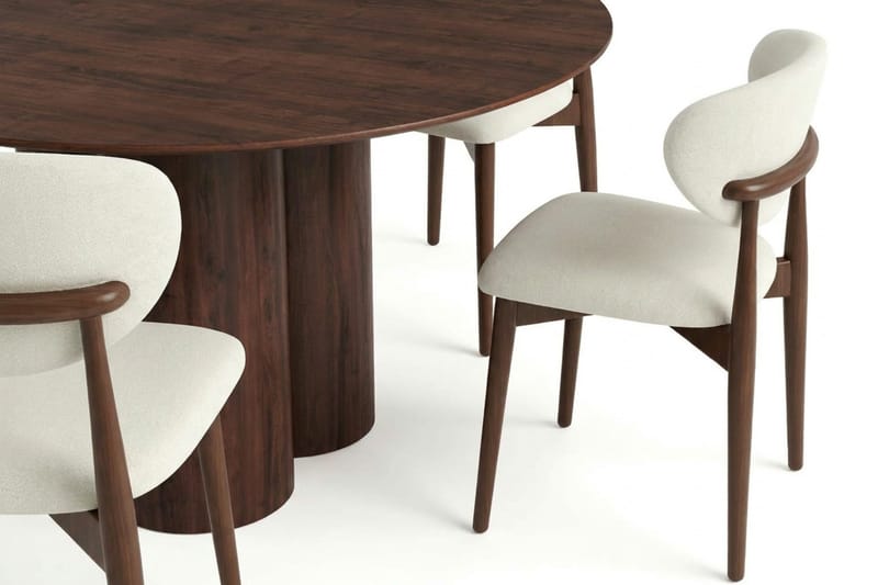 Juno Matgrupp runt 130 cm Valnöt med 6 Molly Matstolar - Valnöt - Products - Möbler - Bord & matgrupp - Matgrupp