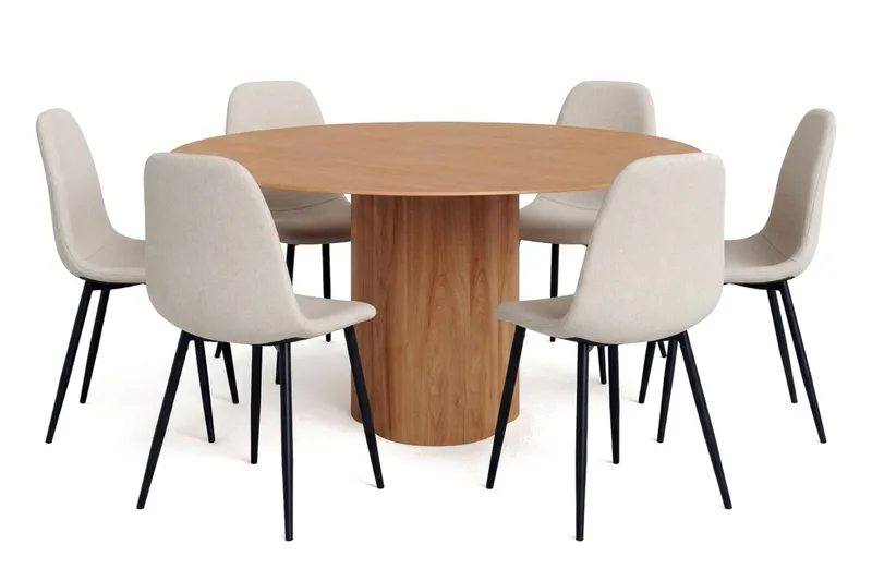 Juno Matgrupp runt 150 cm Ek med 6 Nibe Matstolar - Ek - Products - Möbler - Bord & matgrupp - Matgrupp