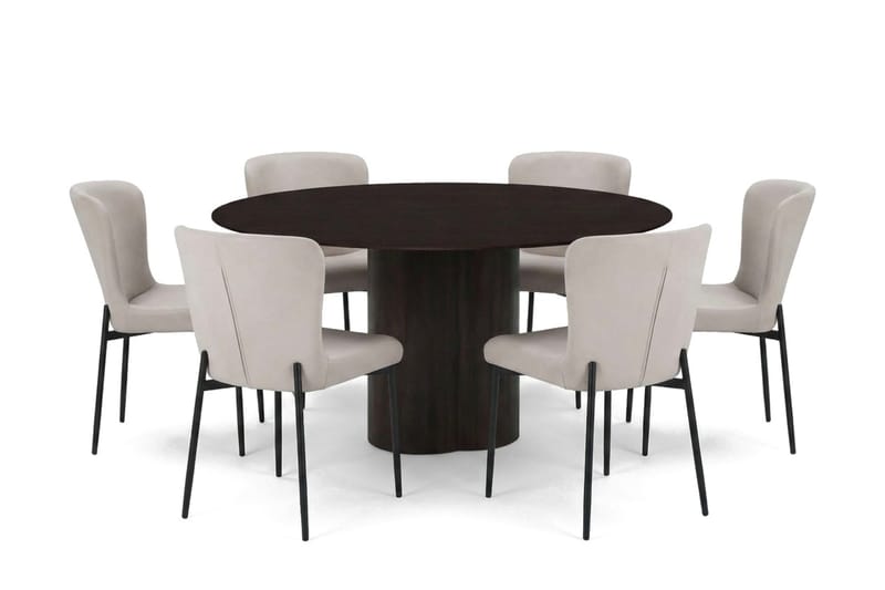 Juno Matgrupp runt 150 cm Rökt Ek med 6 Elsie Matstolar - Rökt ek - Products - Möbler - Bord & matgrupp - Matgrupp