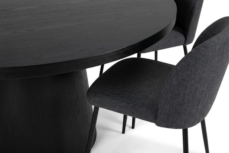 Juno Matgrupp runt 150 cm Svart med 6 Sawako Matstolar - Svart - Products - Möbler - Bord & matgrupp - Matgrupp