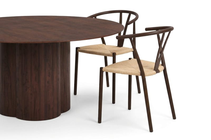 Juno Matgrupp runt 150 cm Valnöt med 6 Elysia Matstolar - Valnöt - Products - Möbler - Bord & matgrupp - Matgrupp