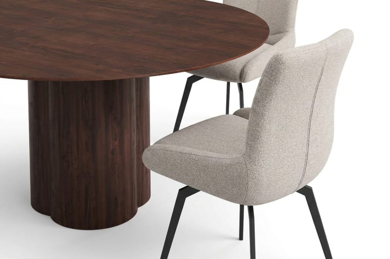 Juno Matgrupp runt 150 cm Valnöt med 6 Mora Matstolar - Valnöt - Products - Möbler - Bord & matgrupp - Matgrupp