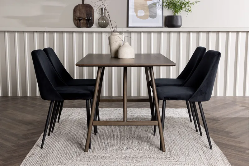 Kaseidon Matgrupp 120 cm Rektangulär med 4 Night stolar - Svart - Products - Möbler - Bord & matgrupp - Matgrupp