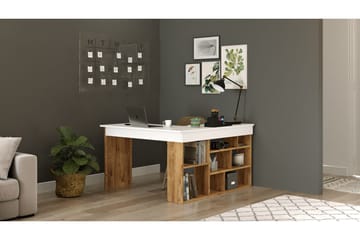 Dalran Skrivbord 129 cm - Natur/Vit - Products - Möbler - Bord & matgrupp - Kontorsbord - Datorbord