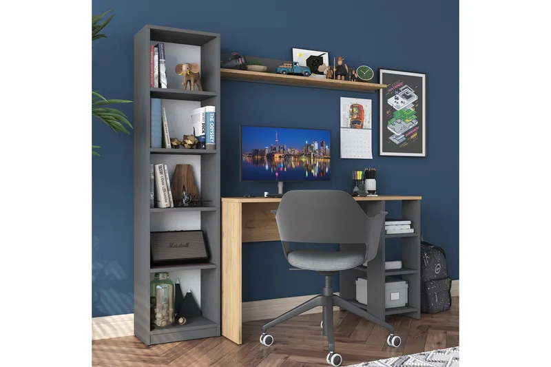 Eireann Skrivbord 45x160 cm - Valnöt/Antracit - Products - Möbler - Bord & matgrupp - Kontorsbord - Datorbord