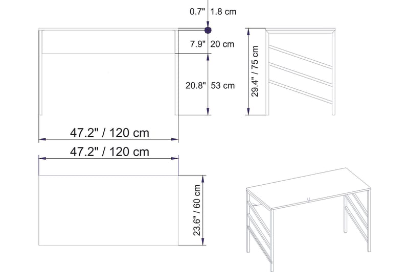 Sotinge Skrivbord 120 cm - Brun - Products - Möbler - Bord & matgrupp - Kontorsbord - Datorbord