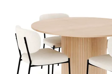 Kopparbo Matgrupp 130 cm Rund Förlängningsbart med 4 Gemmiano Matstolar - Whitewash - Products - Möbler - Bord & matgrupp - Matgrupp