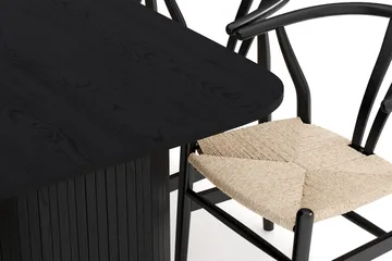 Kopparbo Matgrupp 160 cm med 6 Dastoori Matstolar - Svart - Products - Möbler - Bord & matgrupp - Matgrupp