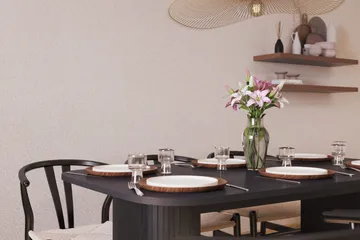 Kopparbo Matgrupp 160 cm med 6 Dastoori Matstolar - Svart - Products - Möbler - Bord & matgrupp - Matgrupp