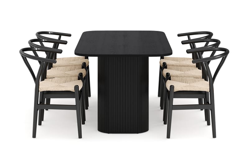 Kopparbo Matgrupp 160 cm med 6 Dastoori Matstolar - Svart - Products - Möbler - Bord & matgrupp - Matgrupp