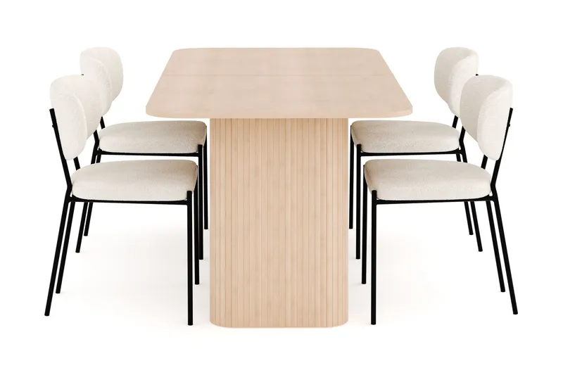 Kopparbo Matgrupp 180-240 cm Förlängningsbart med 4 Gemmiano Matstolar - Whitewash - Products - Möbler - Bord & matgrupp - Matgrupp