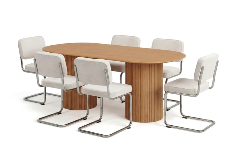 Kopparbo Matgrupp oval 180 cm Ek med 6 Milva Matstolar - Ek - Products - Möbler - Bord & matgrupp - Matgrupp