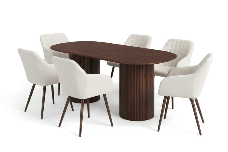Kopparbo Matgrupp oval 180 cm Valnöt med 6 Filippa Matstolar - Valnöt - Products - Möbler - Bord & matgrupp - Matgrupp