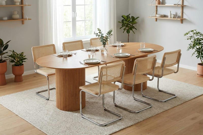 Kopparbo Matgrupp oval 220 cm Ek med 6 Build Matstolar - Ek - Products - Möbler - Bord & matgrupp - Matgrupp