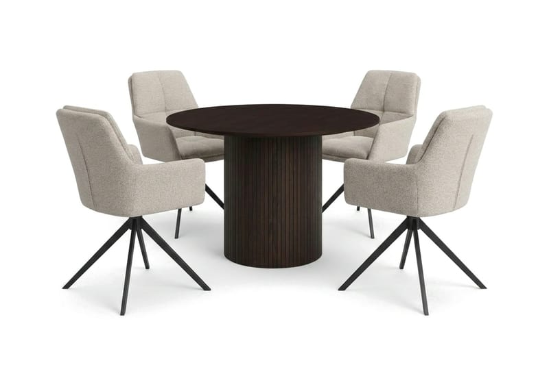 Kopparbo Matgrupp runt 110 cm Rökt Ek med 4 Torsby Matstolar - Rökt ek - Products - Möbler - Bord & matgrupp - Matgrupp