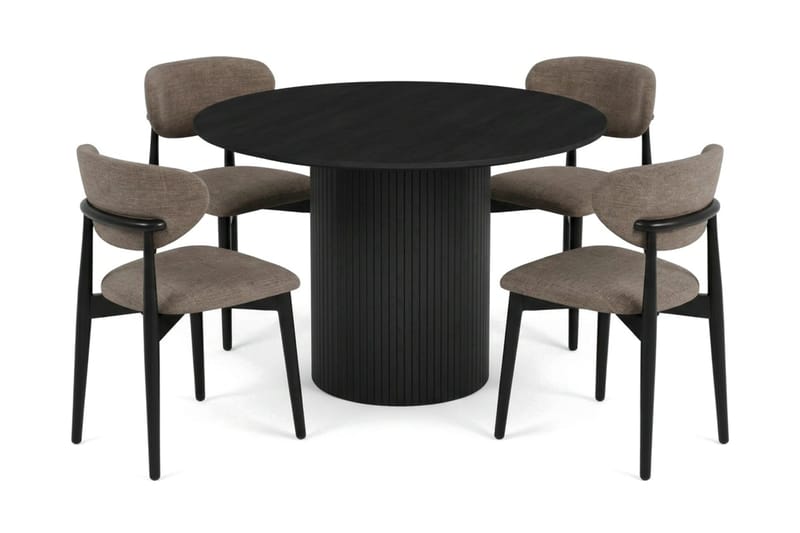 Kopparbo Matgrupp runt 110 cm Svart med 4 Molly Matstolar - Svart - Products - Möbler - Bord & matgrupp - Matgrupp