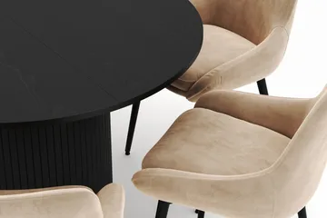 Kopparbo Rund Matgrupp 106-156cm med 6 Alsarp Matstolar - Svart - Products - Möbler - Bord & matgrupp - Matgrupp