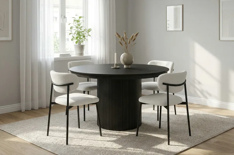 Kopparbo Runt Matbord förlängningsbart 120-220 cm Fanér - Svart - Products - Möbler - Bord & matgrupp - Matbord & köksbord