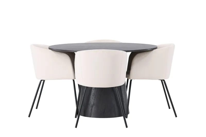 Lanzo Matgrupp 120 cm Rund med 4 Berit stolar - Beige - Products - Möbler - Bord & matgrupp - Matgrupp