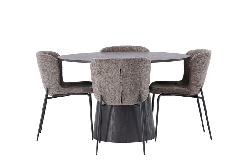 Lanzo Matgrupp 120 cm Rund med 4 Modesto stolar - Svart - Products - Möbler - Bord & matgrupp - Matgrupp