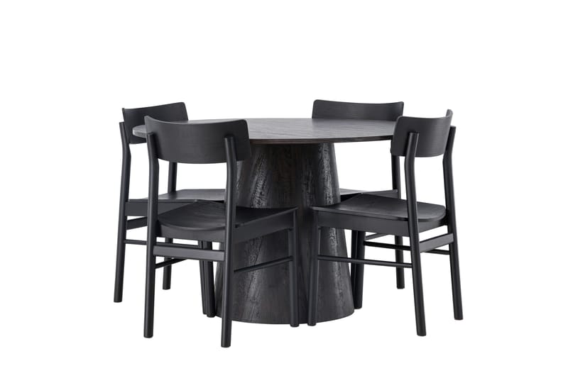 Lanzo Matgrupp 120 cm Rund med 4 Montros stolar - Svart - Products - Möbler - Bord & matgrupp - Matgrupp