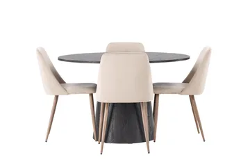 Lanzo Matgrupp 120 cm Rund med 4 Night Stolar - Svart - Products - Möbler - Bord & matgrupp - Matgrupp