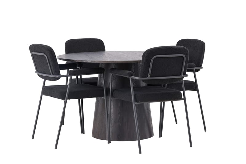 Lanzo Matgrupp 120 cm Rund med 4 Yesterday stolar - Svart - Products - Möbler - Bord & matgrupp - Matgrupp