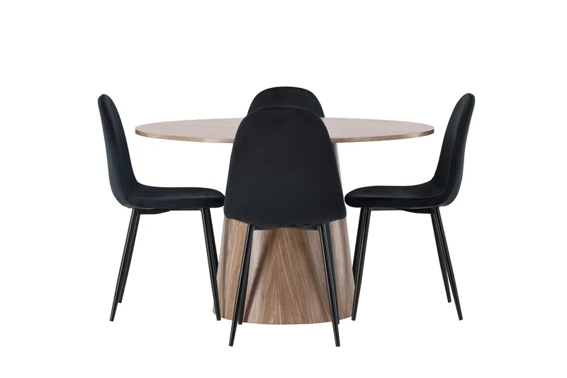 Lanzo Matgrupp 120 cm Rund med 4 Polar Stolar - Natur - Products - Möbler - Bord & matgrupp - Matgrupp