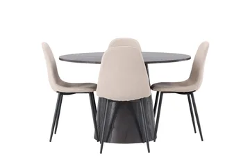 Lanzo Matgrupp 120 cm Rund med 4 Polar stolar - Beige - Products - Möbler - Bord & matgrupp - Matgrupp