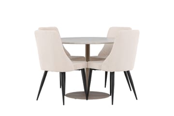 Lycke Matgrupp 110 cm Rund med 4 Leone stolar - Beige/Beige - Products - Möbler - Bord & matgrupp - Matgrupp