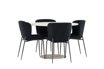 Lycke Matgrupp 110 cm Rund med 4 Modesto stolar - Beige/Svart - Products - Möbler - Bord & matgrupp - Matgrupp