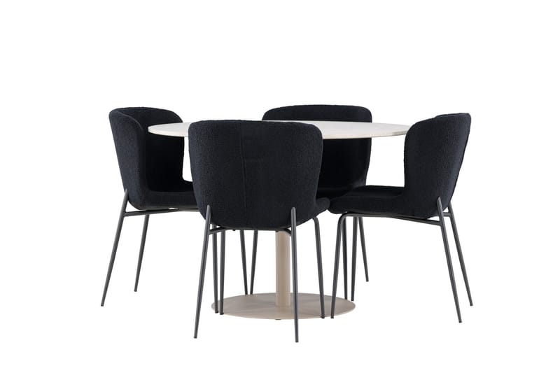 Lycke Matgrupp 110 cm Rund med 4 Modesto stolar - Beige/Svart - Products - Möbler - Bord & matgrupp - Matgrupp